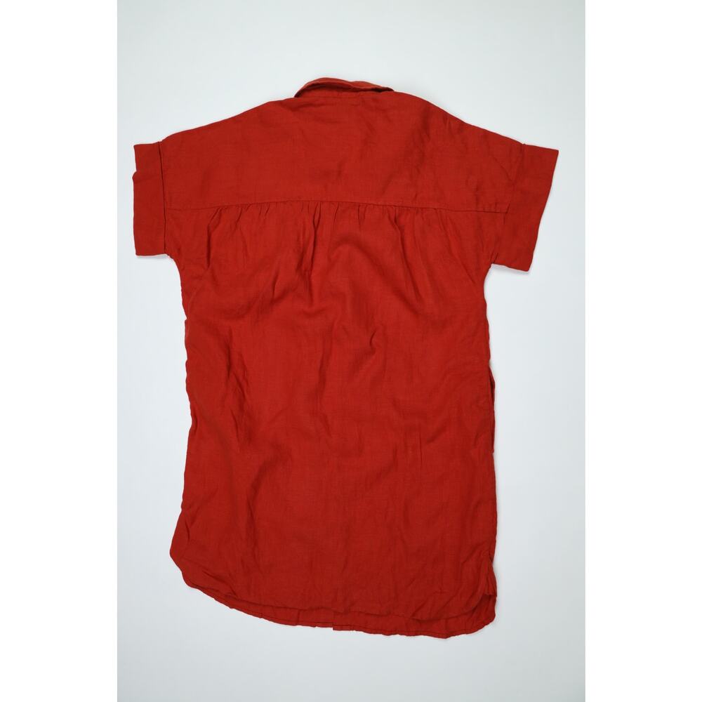 J.Crew NWT 100% Linen Relaxed Shirt Dress Red Coastal Resort Cover Up MP $148 - Picture 12 of 14